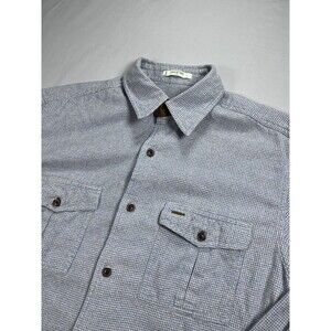 Orivs Mens Shirt Large Blue Micro Houndstooth Button Up Flannel Outdoors